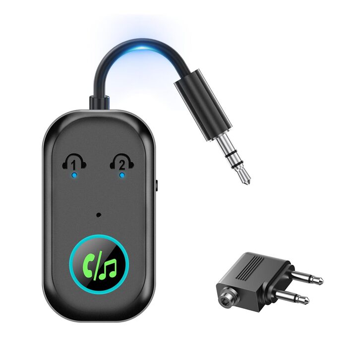 Bluetooth адаптер iKDSAW 2-в-1 (передавач та приймач) 5.3, Aux трансміттер для ТБ, літака, авто, стереосистем та навушників, 3.5 мм Jack