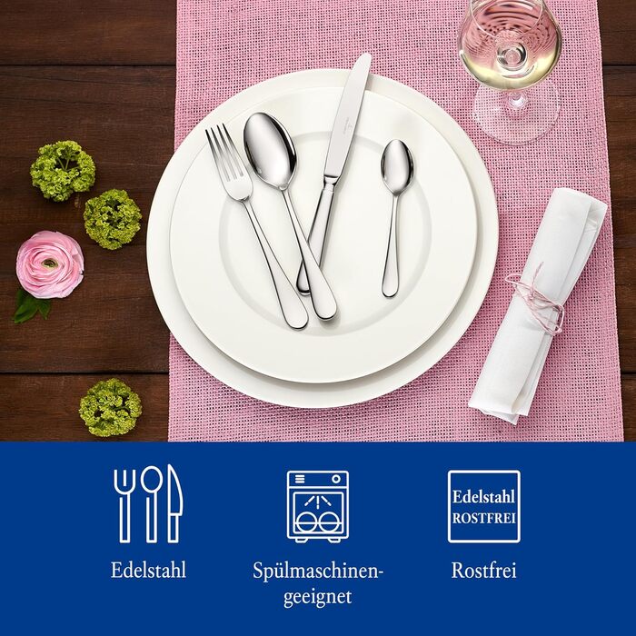 Villeroy & Boch – Oscar Tableware Set, 24 pieces, 6 people, Dishwasher-safe, Stainless Steel, Cutlery Set, Dinner Cutlery, Knife Fork Spoon Set, Cutlery Set, Stainless Steel Cutlery, Stainless Steel