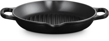 Le Creuset Signature Висока кругла гриль-сковорода з чавуну, 25 см, чорна матова, для всіх типів плит і духовок