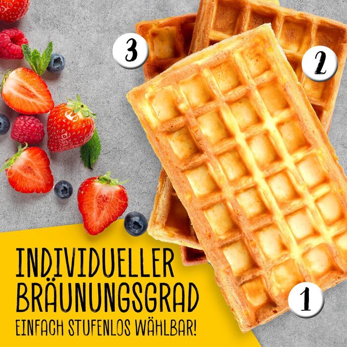 Gourmetmaxx Belgian Waffle Maker - 1000W - Non-Stick - Even Heat Distribution - 2 Waffle Plates
