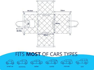 Автокрісло для собак RAGI з ременем безпеки - міцне та стабільне. Захист сидінь авто, переноска для собак на заднє сидіння. Чорний колір