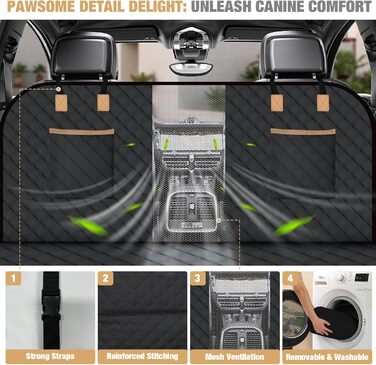 Накидка для собак у машину Lekeinchi - водовідштовхувальна, стійка до подряпин, з 6 дерев'яними планками та ременями безпеки, 140x77 см (чорний)
