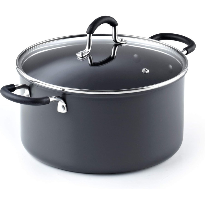 Cook N Home 02597 Професійний набір посуду з алюмінію з анодованим покриттям, чорний (супові/каструлі)