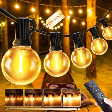Ланцюжок прикрас LED, 30 метрів, для зовнішнього використання, G40, сад, балкон, тераса, патіо, IP44, з пусковим пристроєм