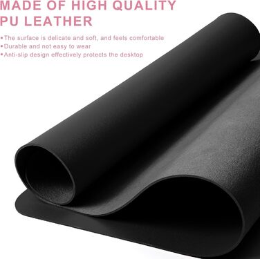 Підкладка для столу 80x40 см - XXL килимок для миші з PU-шкіри, вологостійкий та антиковзний - багатофункціональна підкладка для письма - для офісу/дому/ноутбука (Чорний)