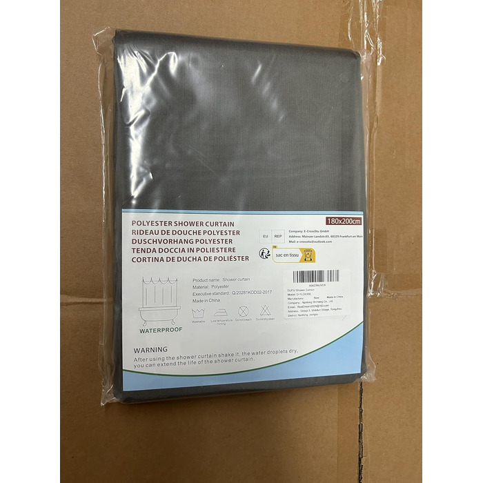 Шторка для душу DUFU, водонепроникна, миється | Швидковисихаюча тканина з поліестеру з 12 гачками | Напівпрозора захисна шторка для ванни (180x200 см, Темно-сірий) (Чорний 180x200 см)