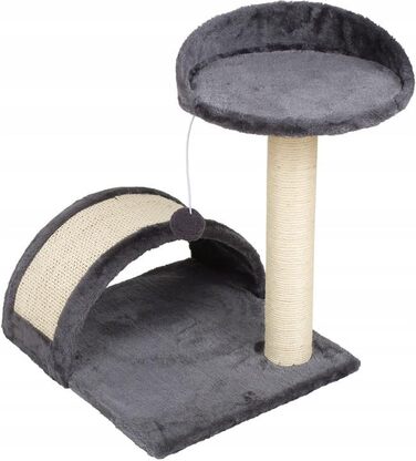 Клітка-гойдалка для котів Kratzbaum 90 см з оглядовою платформою, будиночком та когтеточками. Сізого кольору (V46-SZ)