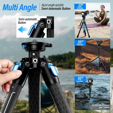 Штатив SIRUI AM124 з кульковою головкою AM01, карбоновий, легкий, для камери, 159 см, вантажопідйомність 12 кг