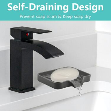 2 шт. Силіконові мильниці з отвором для стоку, мильниця для душу, мильниця для ванни, мильниця для раковини, мильниці для ванної кімнати, кухні та лічильника (Білий) (Сірий)