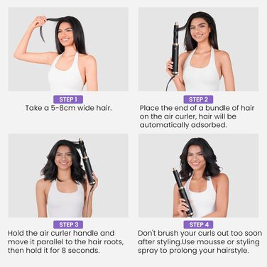Мультистайлер для волосся 5 в 1 MogaWave Airstyler Airbrush Pro 1000W: фен-щітка, плойка та об'ємний стайлер з іонізацією, чорний