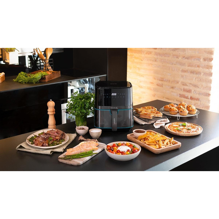 Фритюрниця без олії Cecotec Cecofry Full InoxBlack Pro 5500, 5.5 л, 1700 Вт, 8 режимів, PerfectCook, сталь