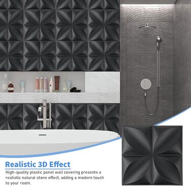 3D панелі стінові ПВХ чорні, декоративні панелі для стін та стелі, геймерські панелі для вітальні та спальні, 2 шт.