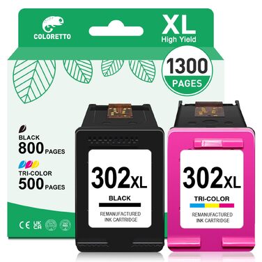 Картриджі для принтера COLORETTO 302 XL для HP Deskjet 3630, 3633 та HP Envy 4520, 4522, збільшений об'єм