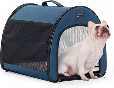 Складана переноска для собак Petfit для маленьких собак і котів, портативна та дихаюча переноска для дому з вигнутим дахом, переноска-ліжко для собак з анти-відкриваючим блискавкою та подушкою (Блакитний, S)