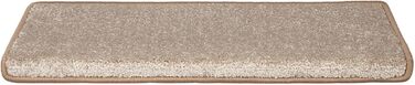Casa Pura килимки на сходи 15 шт. з антиковзаючою основою та м'яким ворсом | Килимки на сходи напівкруглі, склеювані | 65 x 23,5 x 1,3 см (Sundae) | Килимки на сходи напівкруглі, 15 шт. (Бежевий)