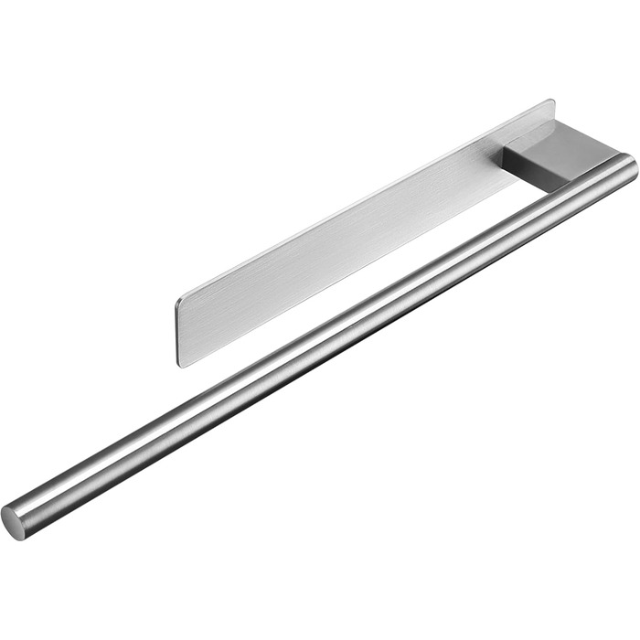 Тримач для рушників без свердління, подвійний, з нержавіючої сталі 304, рушкова рейка з двома кріпленнями, самоклеючий, для ванної кімнати та кухні (#3 Сріблястий)