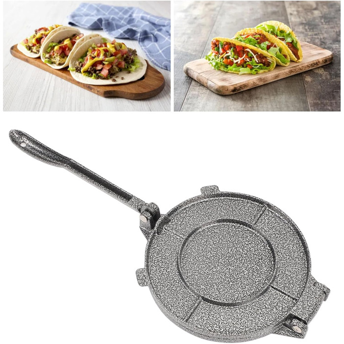 Пресс для тортилій Fockety, 16 см, з алюмінієвого сплаву, для приготування млинців, роті, тако, прес для тіста для дому