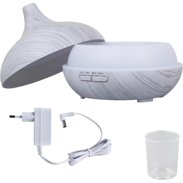 Дифузор аромату 300 мл - ультразвуковий зволожувач повітря з LED-підсвіткою 14 кольорів та таймером, ароматерапія, для ефірних олій (сірий)