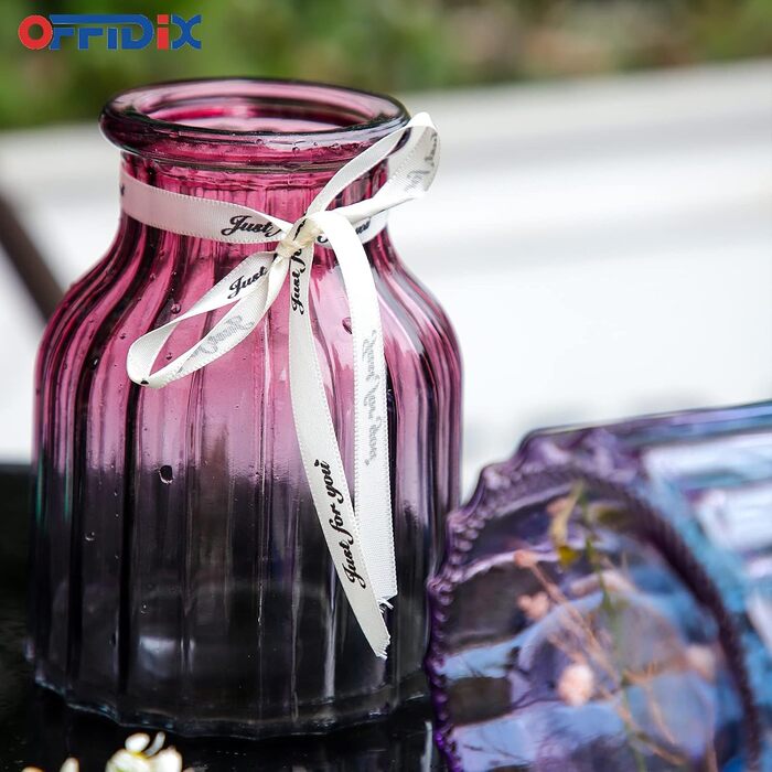 Скляна ваза OFFIDIX з градієнтом кольору, багатокольорова, геометричний фацет, для квітів, декору, вечірок, офісу та дому