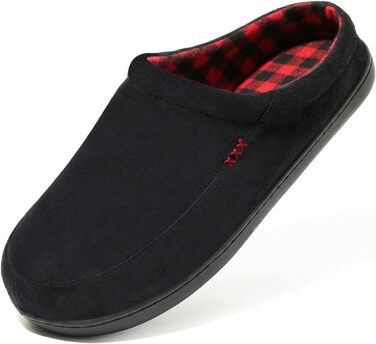 Чоловічі халапи NewDenBer з піною Memory Foam, теплі, зручні, м'які, з плюшевою підкладкою, зимові тапочки з неслизькою гумовою підошвою (41/42 EU, 3 Чорний/Червоний в клітинку)