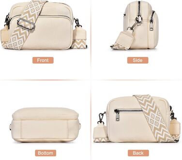 Сумка жіноча через плече бежева PU шкіра, маленька крос-боді з відстібним ремінцем