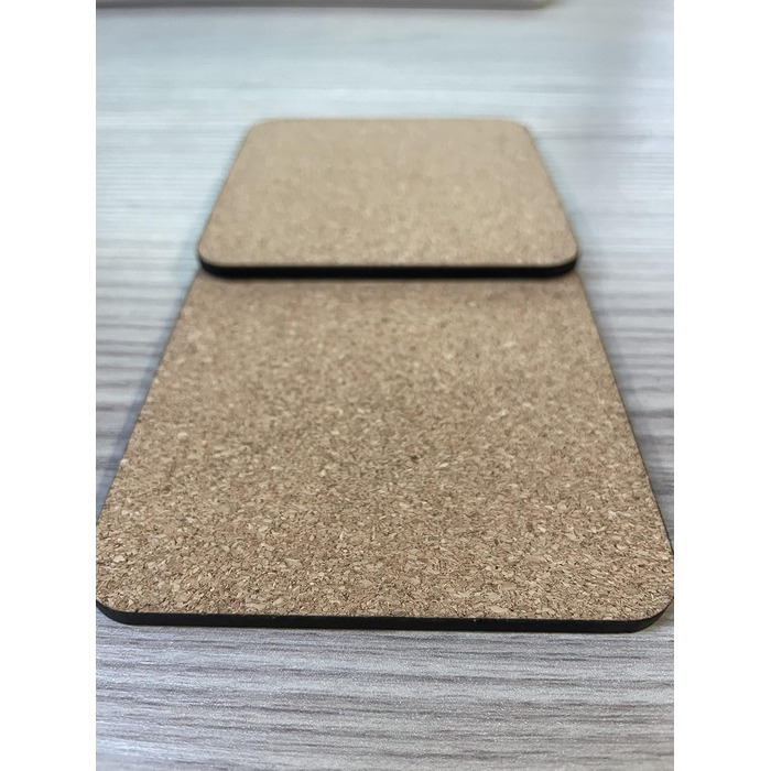 MDF coaster, blank, cork base, 9 x 9 cm, white, blank, square, 50 pieces