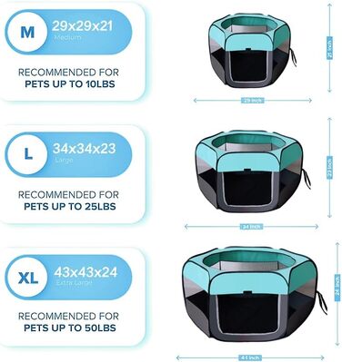 Переносний загін для собак та котів, переносна клітка для тварин, переносна клітка для вагітних котів та собак, клітка для розведення собак, переносна коробка для тварин з сумкою (м'ятно-блакитний, L)