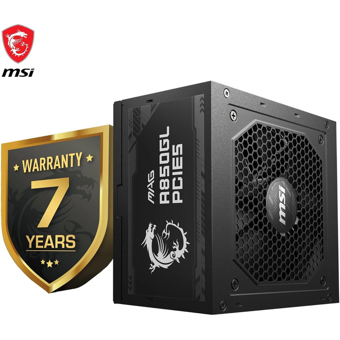 Блок живлення MSI MAG A850GL PCIE5 850W 80 Plus Gold, повністю модульний, ATX 3.0, підтримка PCIe 5.0, 120мм FDB вентилятор