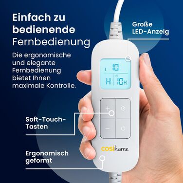 Електрична ковдра Cosi Home 180x130 см з підігрівом, автоматичним вимкненням, захистом від перегріву, з матеріалу Sherpa та Fleece, 10 температурних режимів, пульт керування, сірий колір