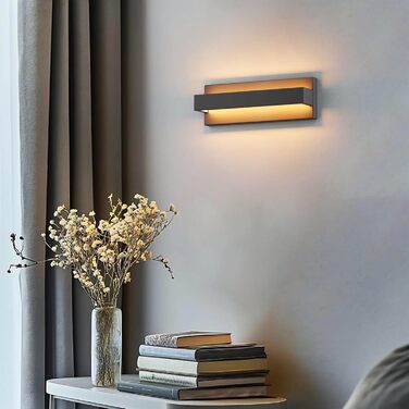 Klighten LED стінна лампа 16W, чорна, для дому, тепле світло 3000K, з алюмінію та нержавіючої сталі
