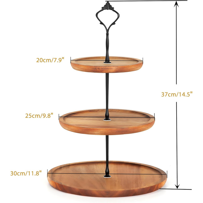 Дерев'яний етажерка для тістечок та капкейків E-ROOM TREND | 1 ярус | з дубовим цоколем | для вечірок та чаю