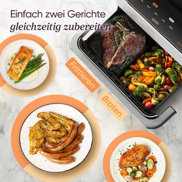Фритюрниця COSORI Dual Blaze TwinFry 10L з 2 камерами, 4 нагрівальними елементами та регулюванням температури до 240°C (кремово-білий)