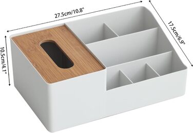 Tissue Box, Tissue Holder Box, Multifunctional Tissue Holder with Stylish Remote Control Desk, Cosmetic Tissue Box for Office Bedroom Car (B grey)