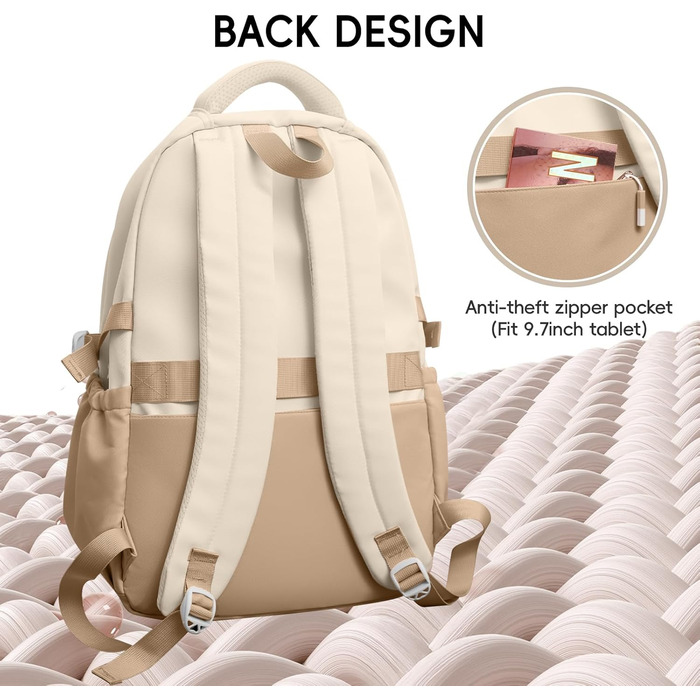 Шкільний рюкзак для дівчинки-підлітка 2025, рюкзак для школи/гімназії, Kawaii рюкзак для старшої школи з відділенням для 15.6' ноутбука, повсякденна шкільна сумка для подорожей, 22L (Хакі)