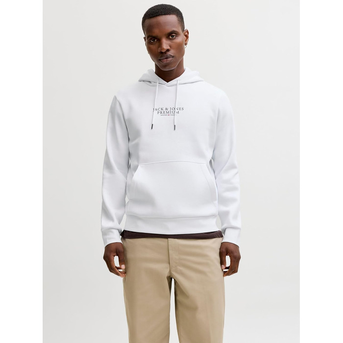 Чоловічий білий худі з капюшоном та логотипом JACK & JONES, розмір M