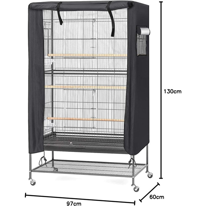 LINGSFIRE Bird Cage Cover, 97 x 60 x 130cm Waterproof Large Bird Cage Cover, Washable Parrot Cage Cover, Windproof and Dustproof Night Cover for Parrot Cage
