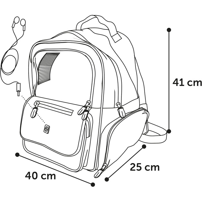 Дитячий рюкзак Wiro Blu – 40x25x41 см – поліестер – з відкидними клапанами, знімний дно, страховка, підтримка спини, нагрудний ремінь, фіксація на візку – 1 шт.
