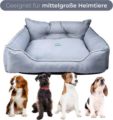 UNITED COLORS OF BENETTON. Pets - Dog Bed, Ergonomic Bed, for Medium-Sized Dogs, Made of Polyester, Machine Washable, Grey, Size M, 65x50x20 cm