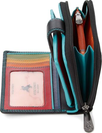 VISCONTI® Leather Wallet for Women RFID Protection Wallet for Women Bifold Wallet Multicolor Wallet in Gift Box (Burgundy)