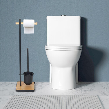 Relaxdays Bamboo Toilet Set - Black 2in1