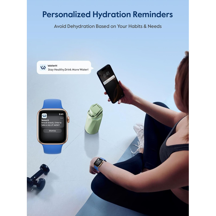 Розумна пляшка для води WATERH Boost з нагадуванням та трекером, 946 мл, нержавіюча сталь, зелена