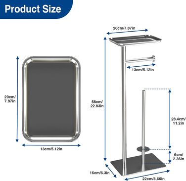 Настінний тримач для туалетного паперу з полицею, хромований, з місцем для 4 запасних рулонів