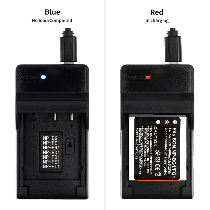 Зарядний пристрій USB Norifon NP-BG1 для камер Sony Cyber-Shot DSC-H50, H55, H70, H90, HX30V, HX5V, HX7V, HX9V, W150, W290, W230, W220, W200, W300, W50