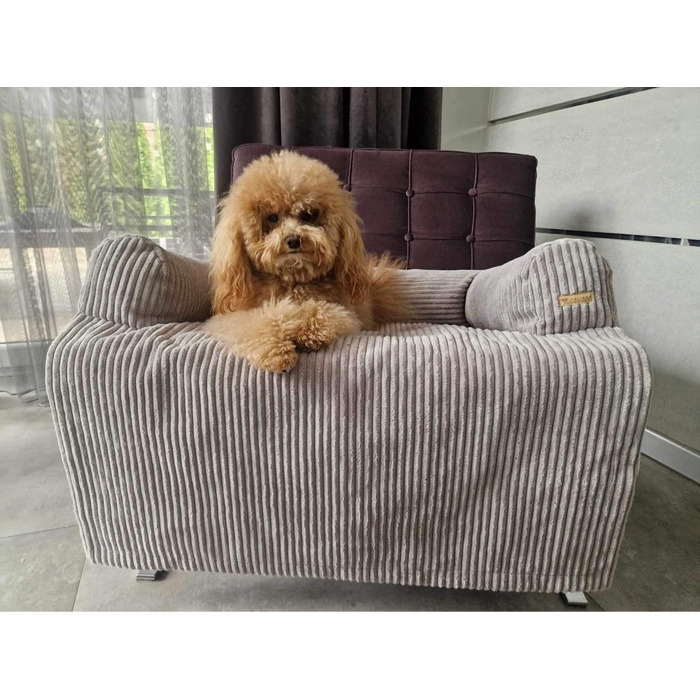 Ліжко для собак Velinda: м'яке диван-ліжко, захист дивану від бруду, темно-синій (Cord)