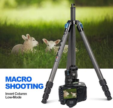 Штатив SIRUI AM124 з кульковою головкою AM01, карбоновий, для камери, легкий, туристичний, водонепроникний, 159 см, навантаження 12 кг