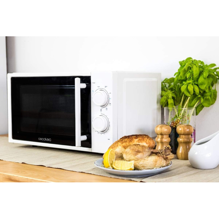Мікрохвильова піч Cecotec Pro Clean 3110 з кварцовим грилем 800 Вт, об'єм 20 л, біла