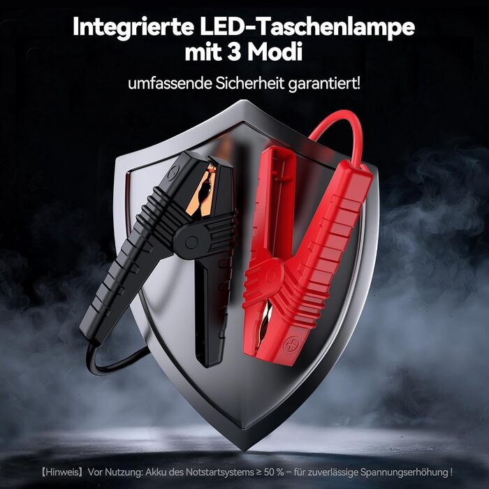 Powerbank для автомобіля TECKNET 4000A 12V: стартер, LED-ліхтарик, екран, кабель для авто, SUV, LKW, мотоциклів