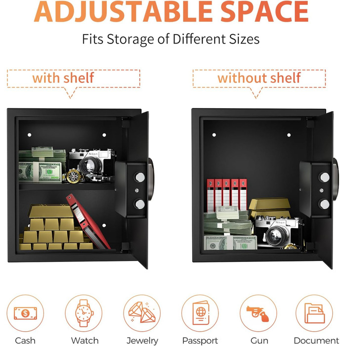 KABISAFE 45L - сейф для дому з електронним замком, світлом та ключем, 45 літрів