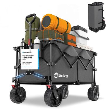 Візок-садок Sekey XXL Plus 200L, 200кг, гальма, широкі колеса, алюміній, антрацит