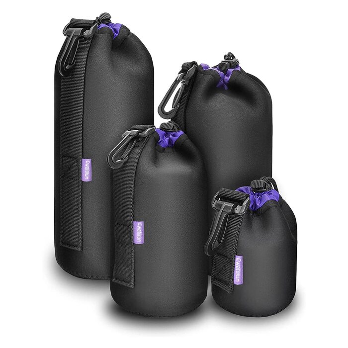 Набір чохлів для об'єктивів Cwatcun з неопрену (4 шт.) - для Canon, Nikon, Sony, Pentax, Panasonic, Fuji, Tamron, Sigma